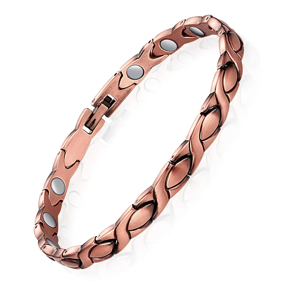 Feraco 99.99% Pure Copper Magnetic Anklets for Women X Shape 25cm (9.84 inch) | Hypoallergenic & Lead-Free - main product image