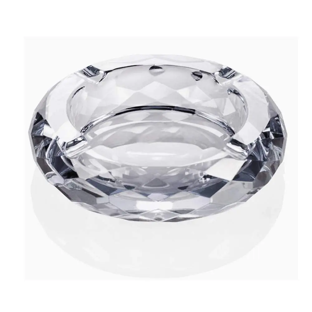 HOSTEESSCHOICE Crystal Glass Ashtray | Round Crystal Clear Cigar Holder for Home & Office - main product image