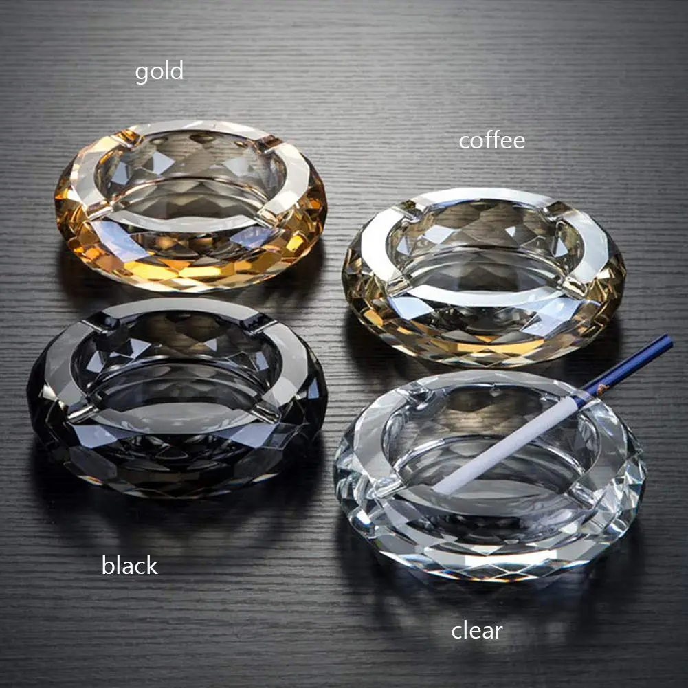 HOSTEESSCHOICE Crystal Glass Ashtray | Round Crystal Clear Cigar Holder for Home & Office - view 2