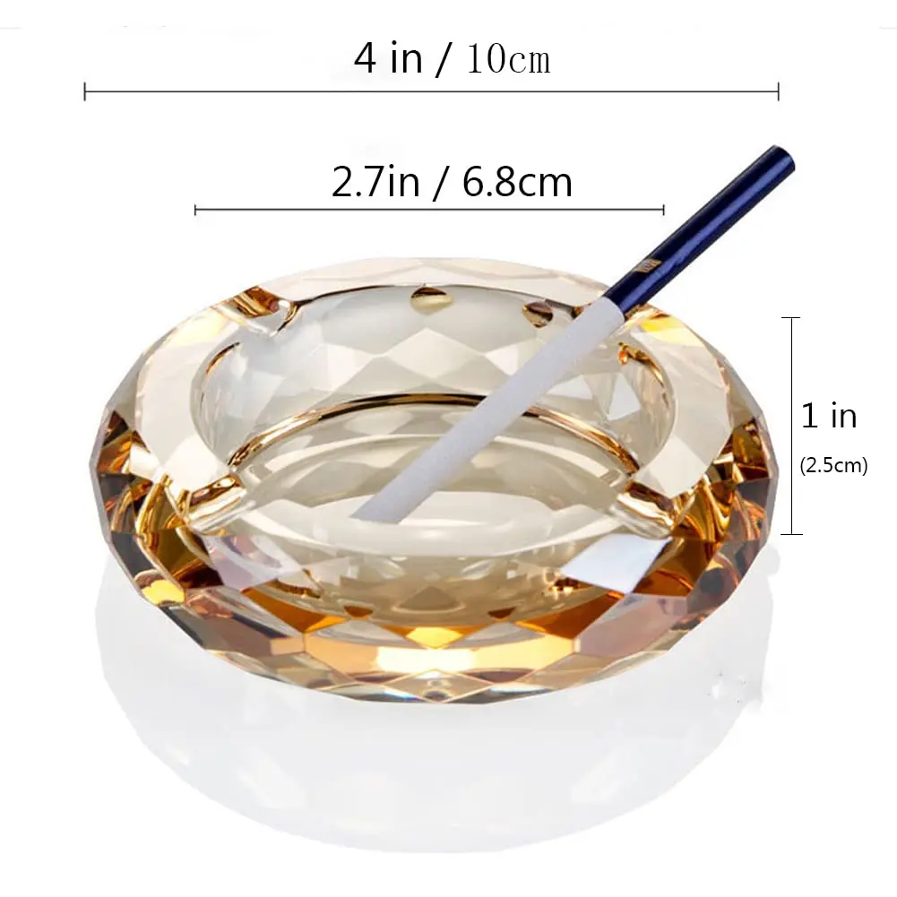 HOSTEESSCHOICE Crystal Glass Ashtray | Round Crystal Clear Cigar Holder for Home & Office - view 4