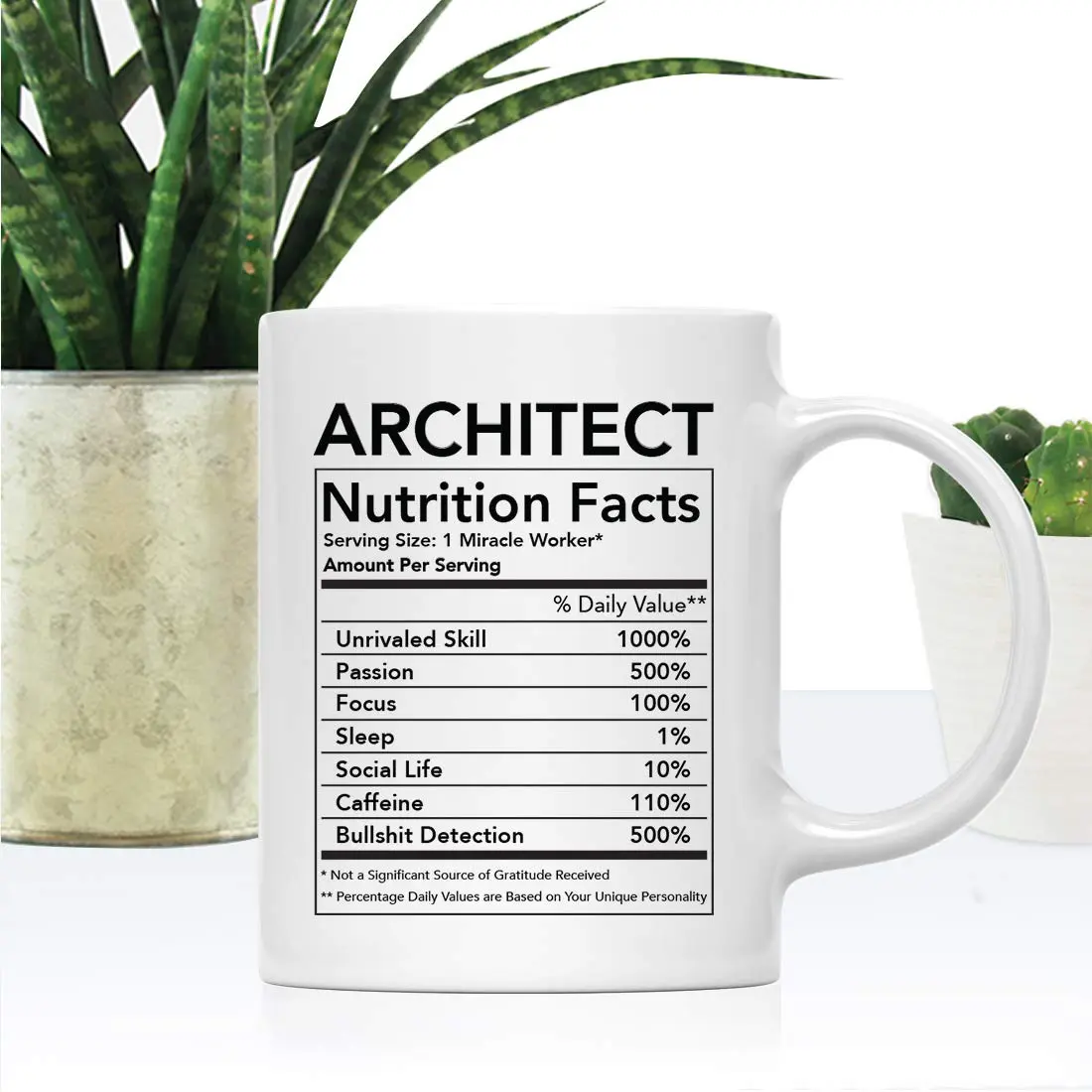 Andaz Press Funny 11oz Ceramic Coffee Mug for Architects | Humorous Nutritional Facts Design - view 2