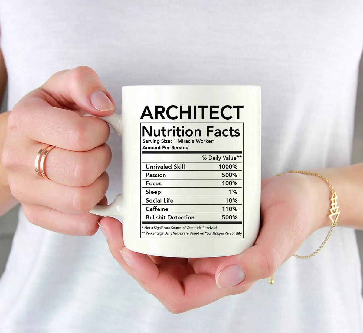 Andaz Press Funny 11oz Ceramic Coffee Mug for Architects | Humorous Nutritional Facts Design - view 3
