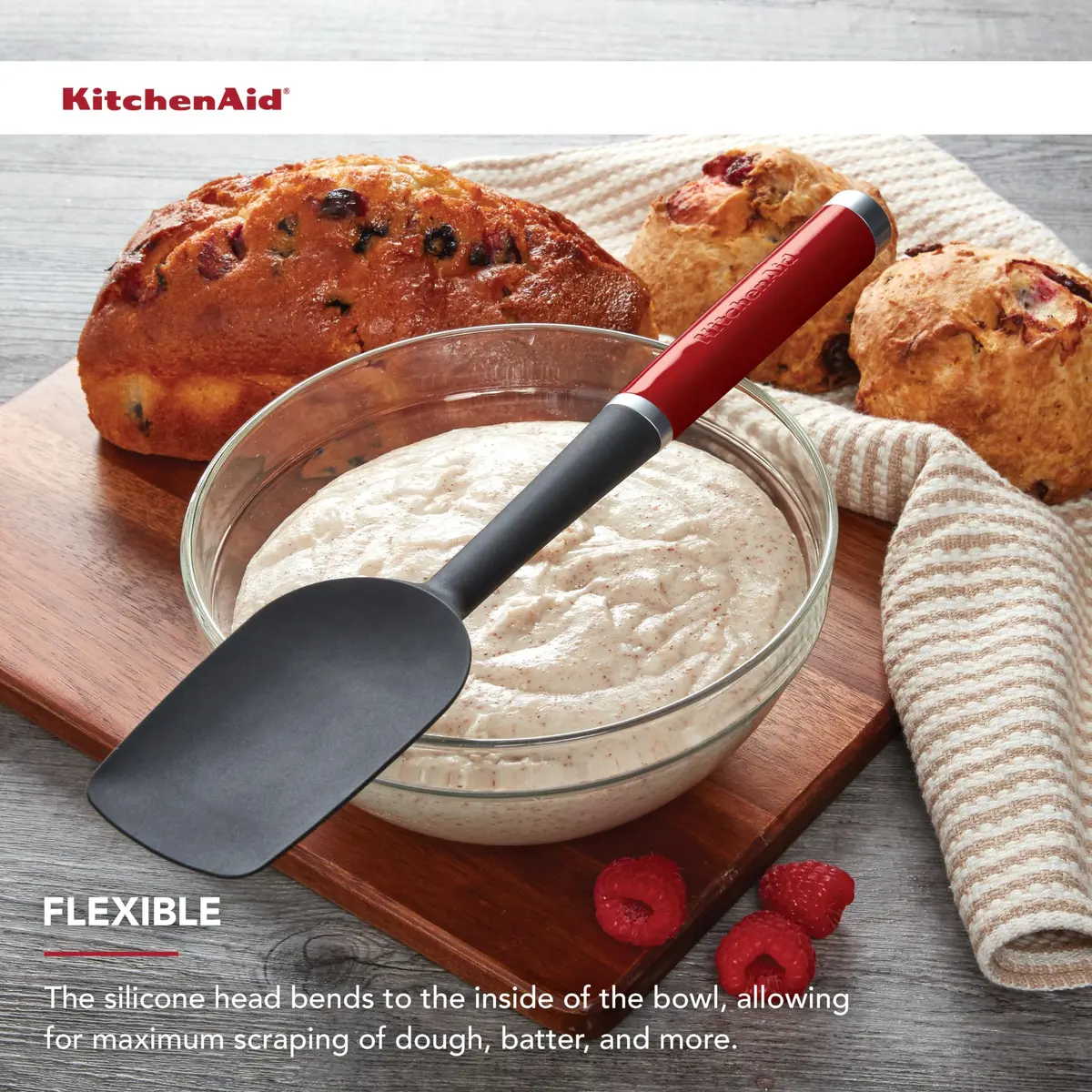 KitchenAid Classic Spoon Spatula Red 29.8 cm (11.75 Inch) | Heat-Resistant Silicone for Indian Kitchens - view 5