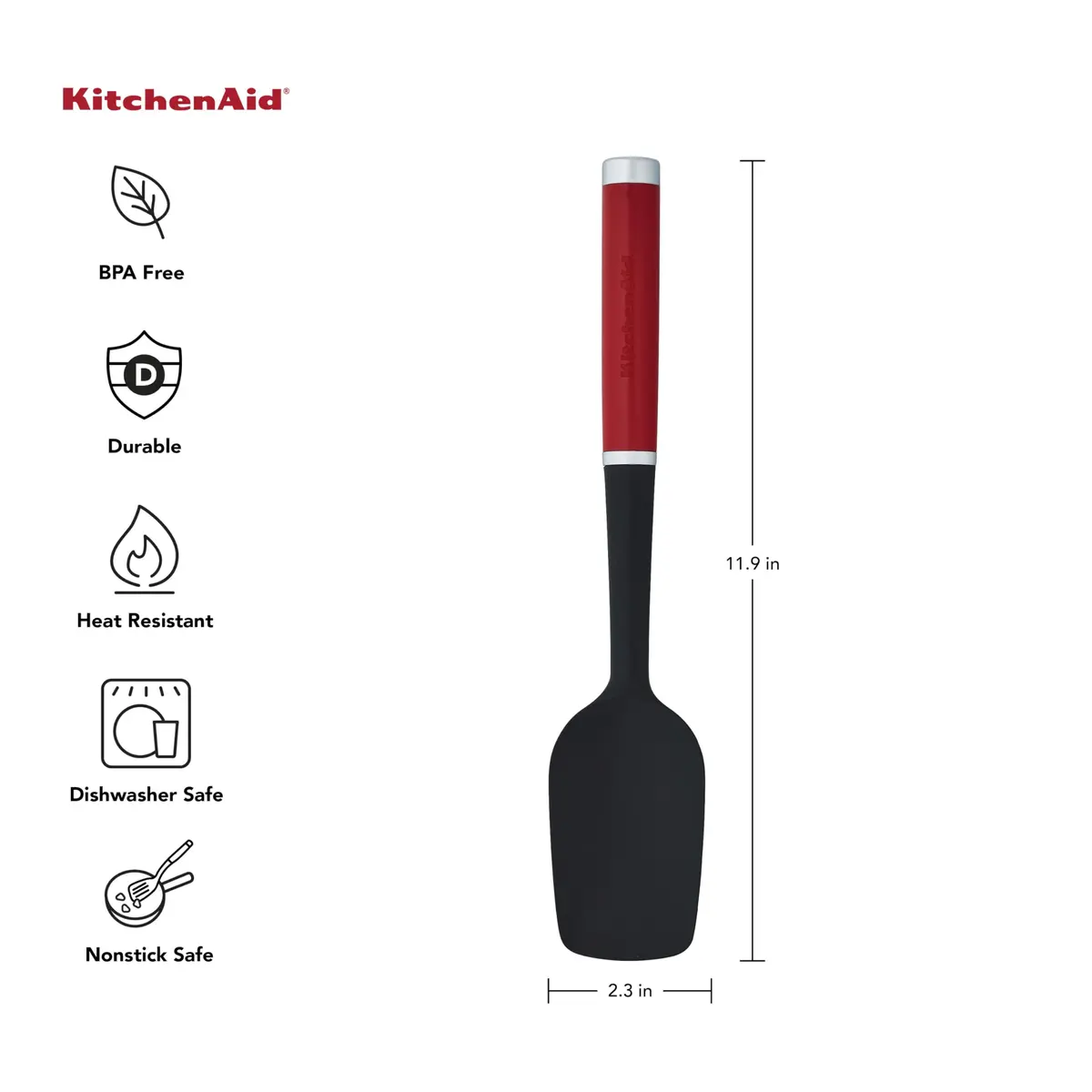 KitchenAid Classic Spoon Spatula Red 29.8 cm (11.75 Inch) | Heat-Resistant Silicone for Indian Kitchens - view 2