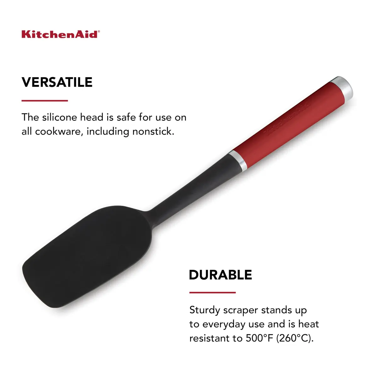 KitchenAid Classic Spoon Spatula Red 29.8 cm (11.75 Inch) | Heat-Resistant Silicone for Indian Kitchens - view 3