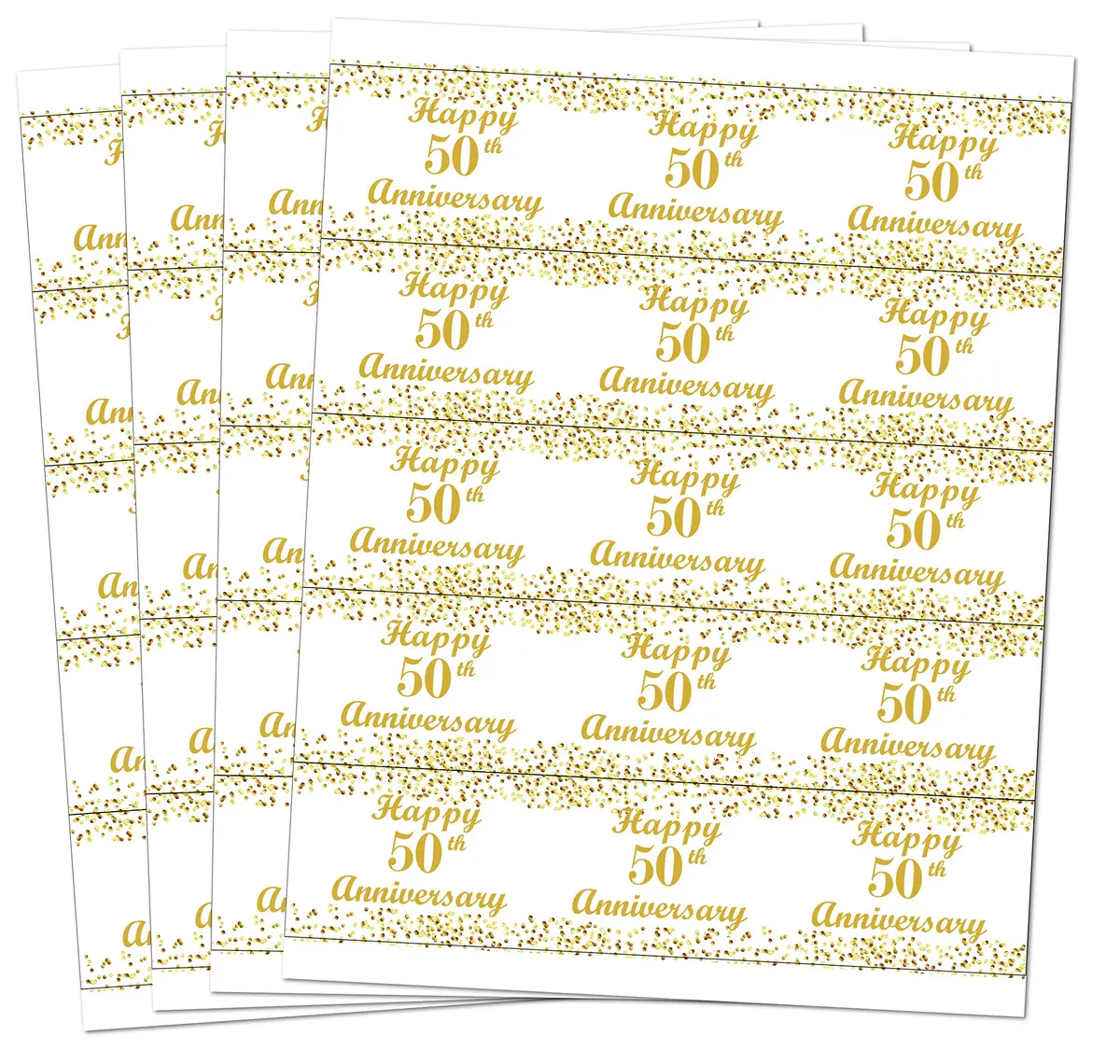 RokAPary 50th Anniversary Water Bottle Labels | Waterproof Gold & White Stickers for Golden Wedding Celebration - view 7