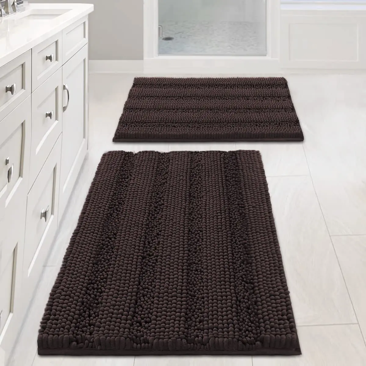H.VERSAILTEX Thick Chenille Bathroom Rug Mat Set 2 Piece | Extra Soft & Absorbent - main product image