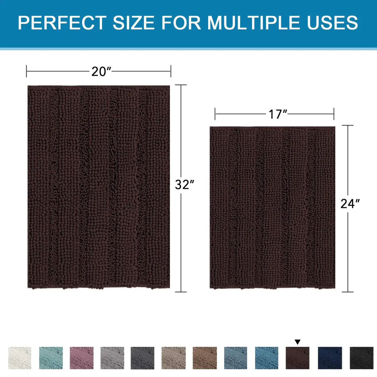H.VERSAILTEX Thick Chenille Bathroom Rug Mat Set 2 Piece | Extra Soft & Absorbent - view 5