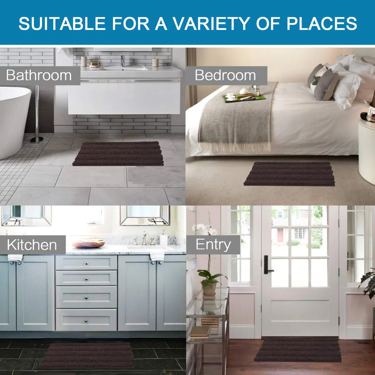 H.VERSAILTEX Thick Chenille Bathroom Rug Mat Set 2 Piece | Extra Soft & Absorbent - view 6