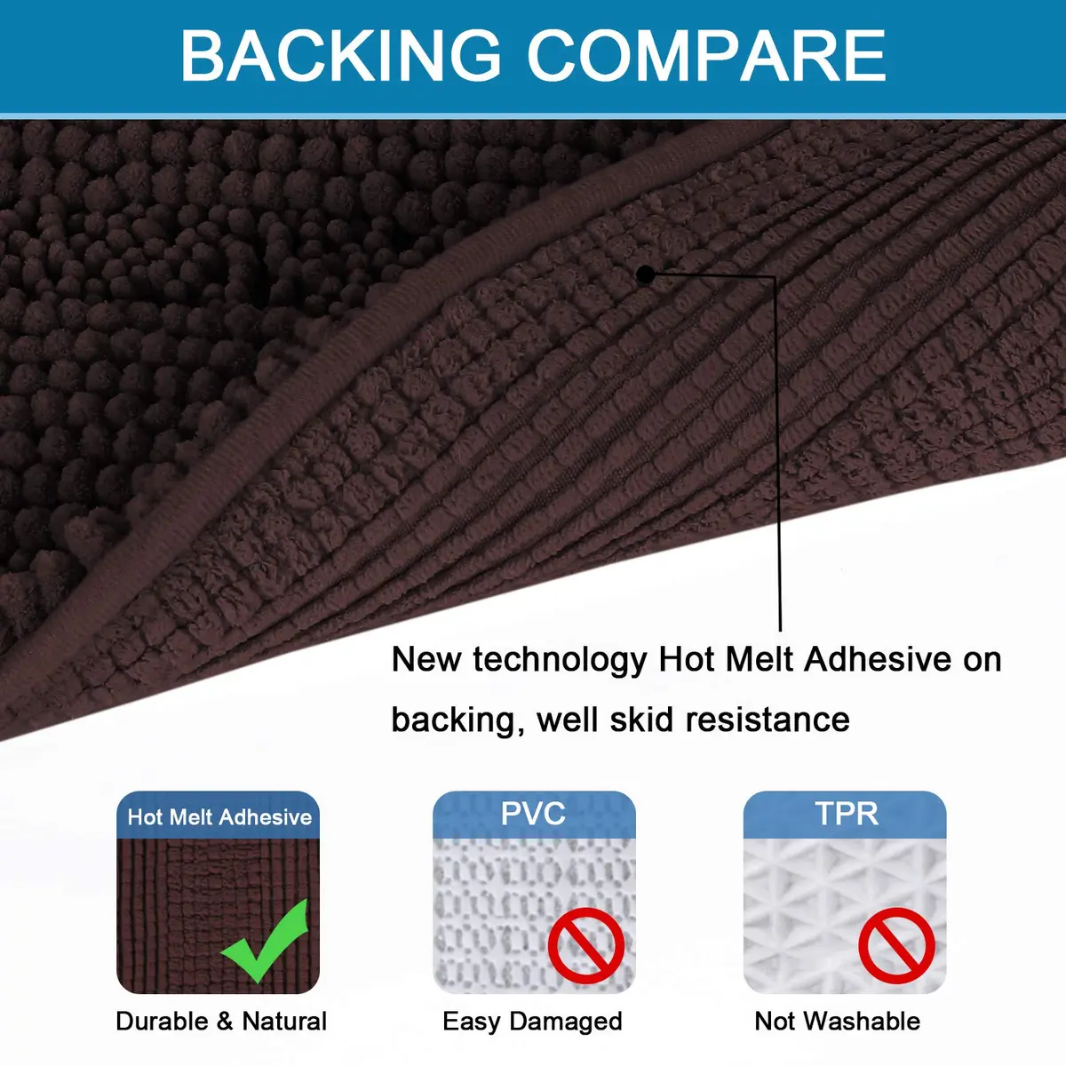 H.VERSAILTEX Thick Chenille Bathroom Rug Mat Set 2 Piece | Extra Soft & Absorbent - view 3