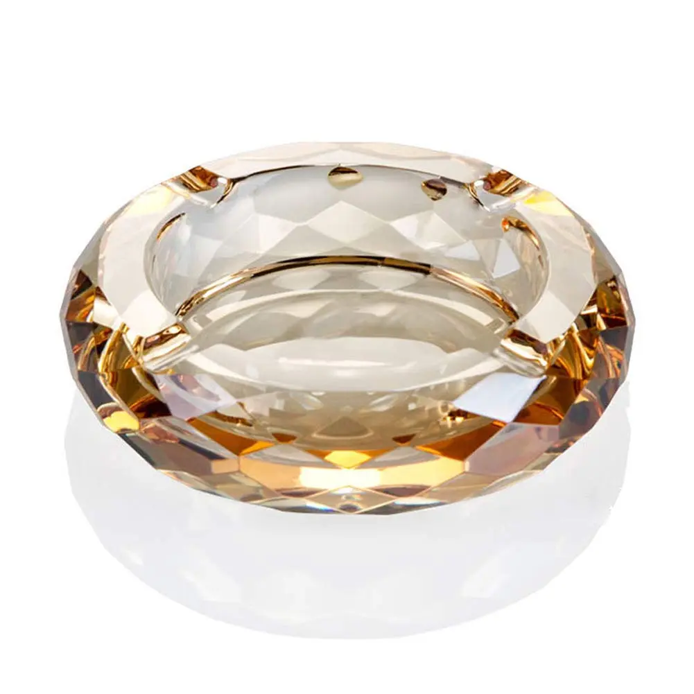 HOSTEESSCHOICE Gold Ashtray | Round Crystal Glass Cigar Holder for Home & Office - main product image