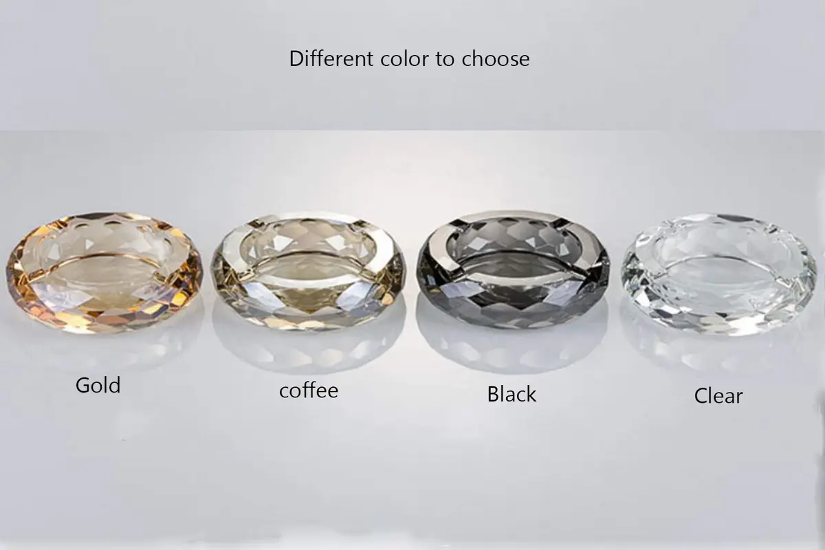 HOSTEESSCHOICE Gold Ashtray | Round Crystal Glass Cigar Holder for Home & Office - view 3