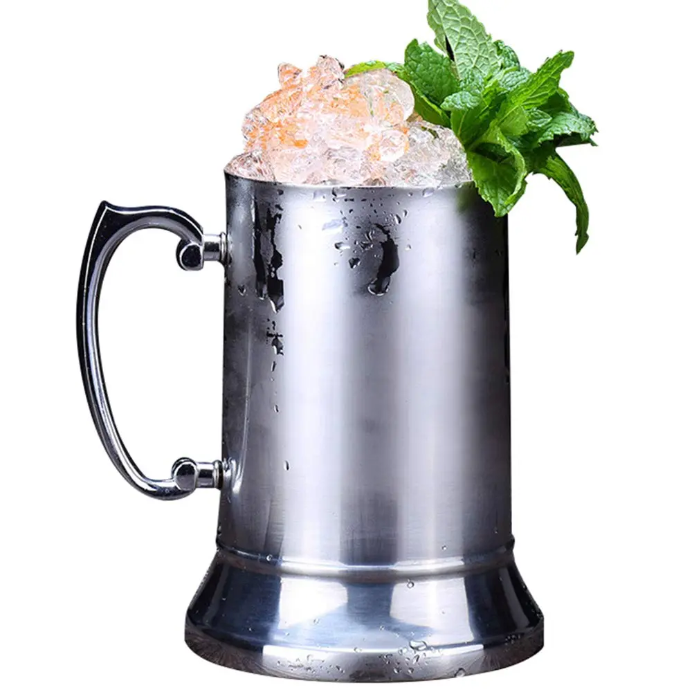 N2 20oz Double Wall Stainless Steel Beer Mug Shaker Handle Silver | Classic 18/8 Steel Drinkware (20oz, 580ml) - main product image