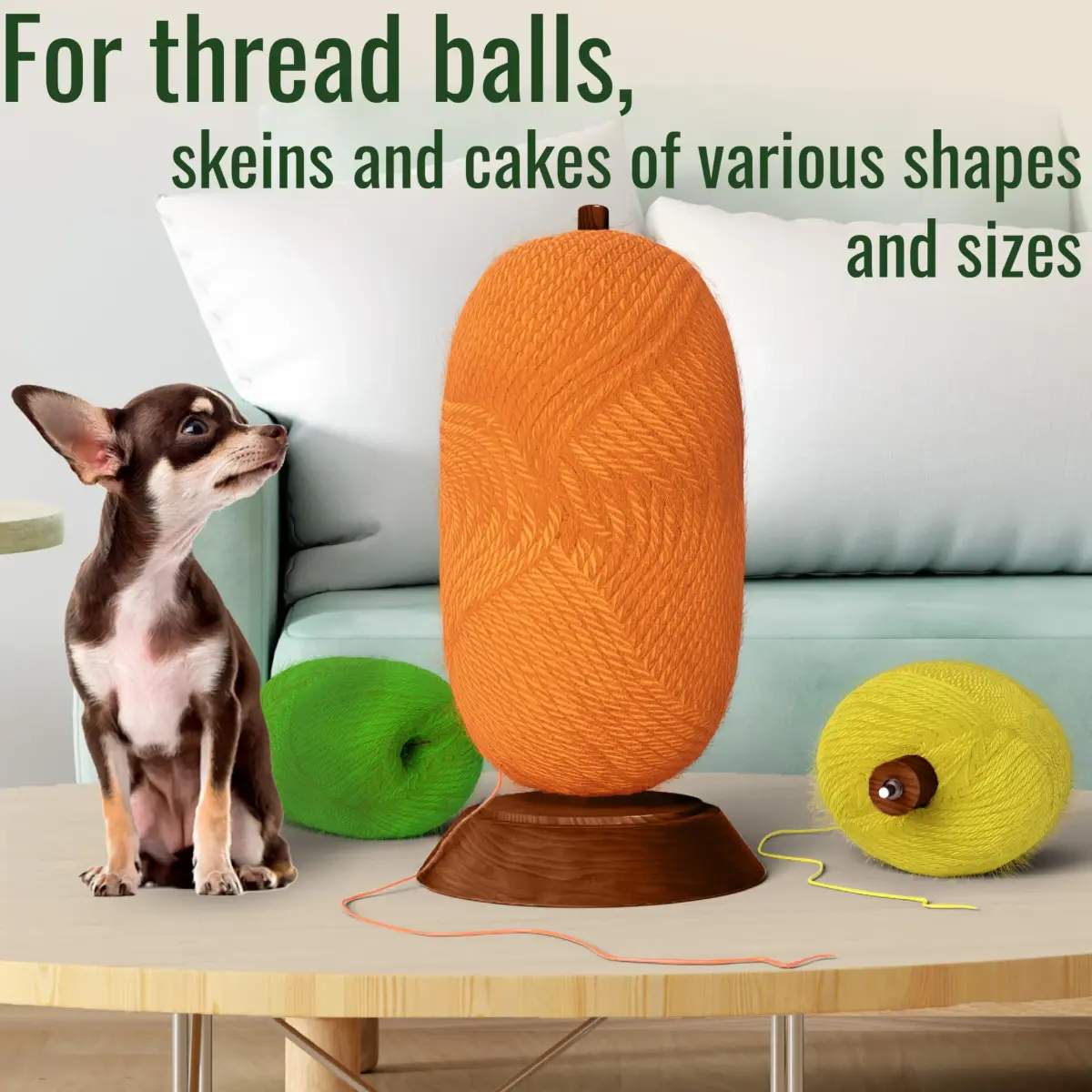 BarvA Wooden Yarn Holder with Bearing Spinner & Extra Spindle | 10.0 kg (22 Lb) Capacity - view 2