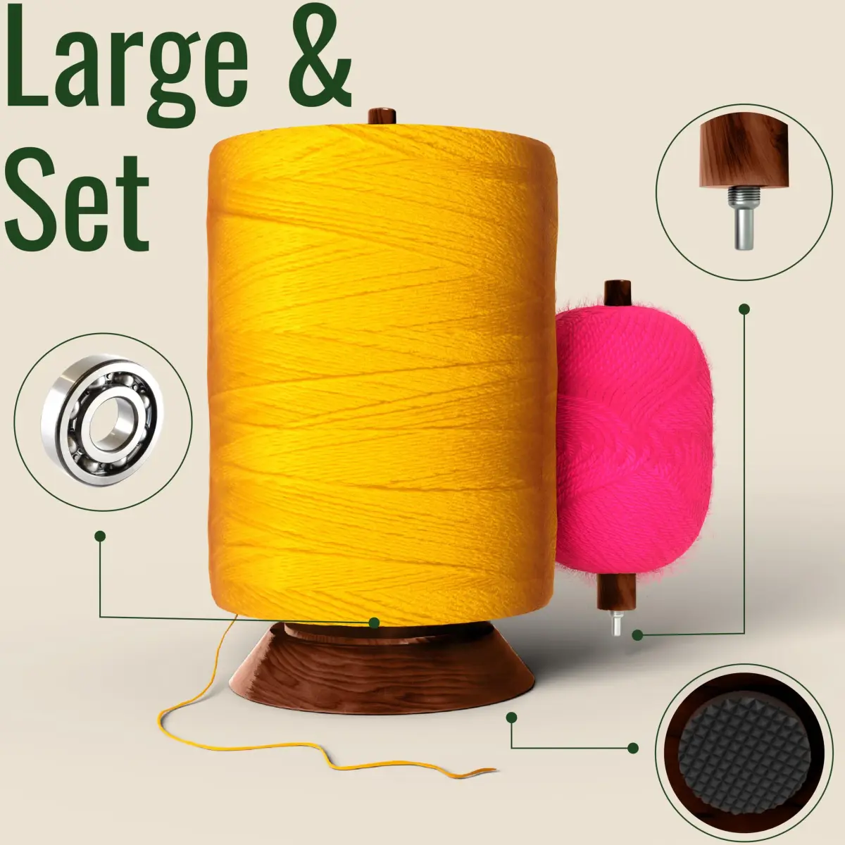 BarvA Wooden Yarn Holder with Bearing Spinner & Extra Spindle | 10.0 kg (22 Lb) Capacity - view 4