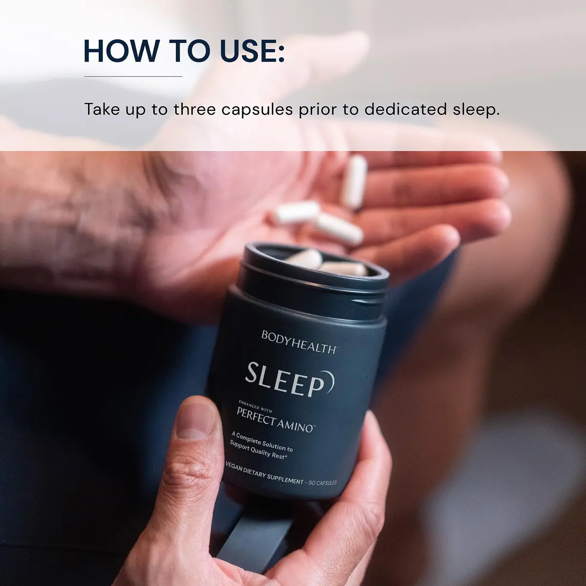BodyHealth Sleep, Sleep Aid & Supplement for Adults, 3 mg Melatonin, Non-Habit Forming, 90 Capsules | Deep Rest & Stress Relief - view 5