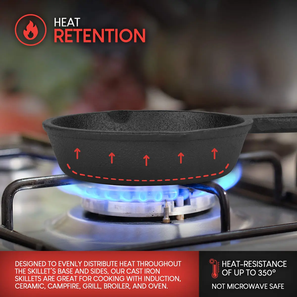 Modern Innovations Mini Cast Iron Skillet Set with Silicone Mitt (4 Count) - 3.5 Inch Pans | Pre-Seasoned for Eggs & Desserts - view 5