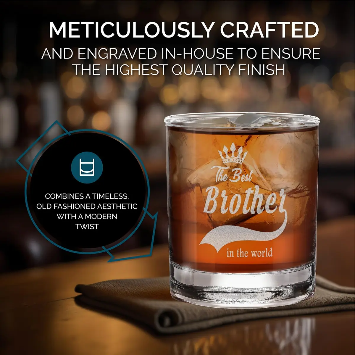 shop4ever Engraved Whiskey Glass 11 oz | Premium Old Fashioned Gift for Brother - view 6