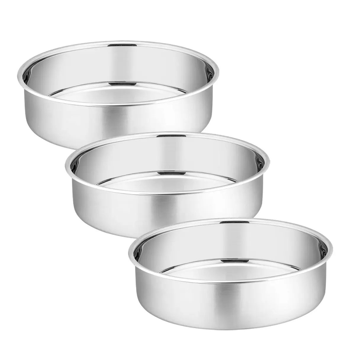 P&P CHEF 6 Inch Round Cake Pan Set of 3 | Stainless Steel Bakeware for Home & Kitchen - main product image