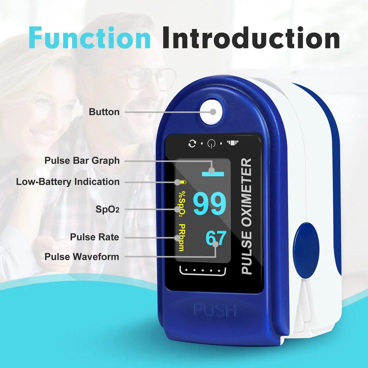 Easy@Home Fingertip Pulse Oximeter with Waveform Display | Accurate & Portable for Sports & Aviation - view 2