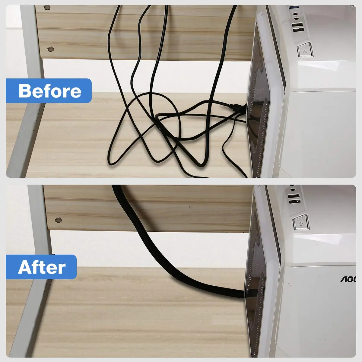 JOTO 26 Feet Cable Management Sleeve -Black | Flexible Wire Wrap for Home & Office - view 5