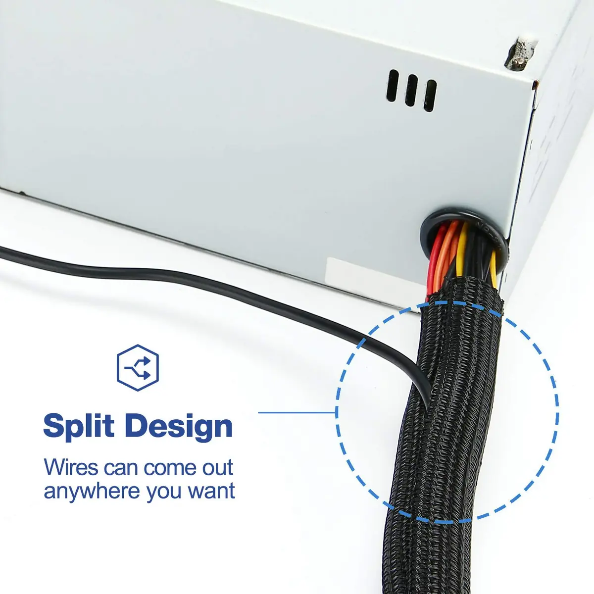 JOTO 26 Feet Cable Management Sleeve -Black | Flexible Wire Wrap for Home & Office - view 3