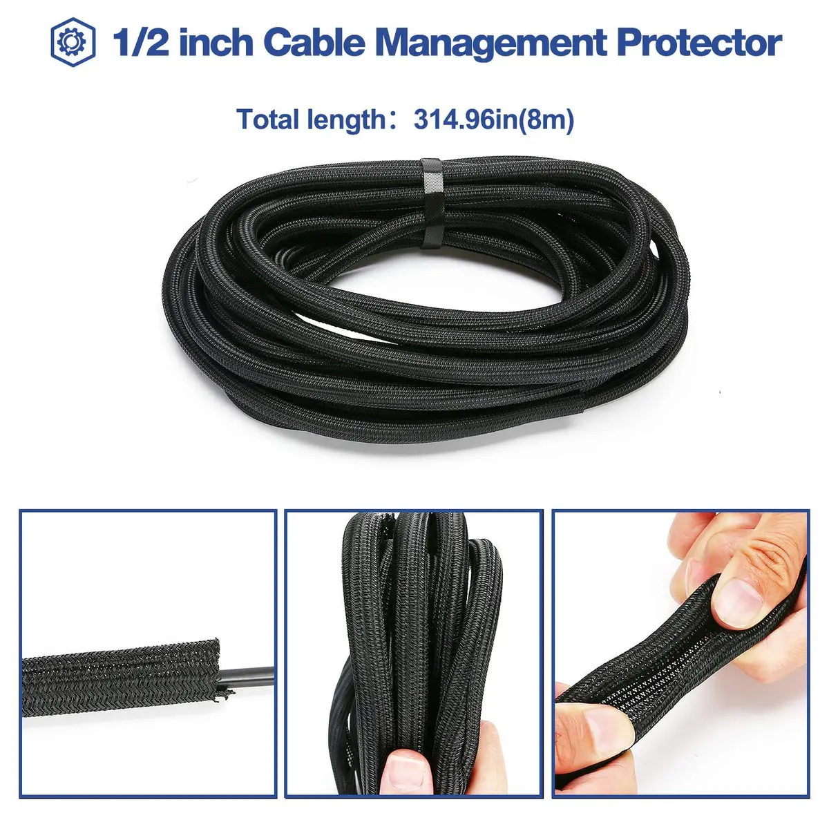 JOTO 26 Feet Cable Management Sleeve -Black | Flexible Wire Wrap for Home & Office - view 4