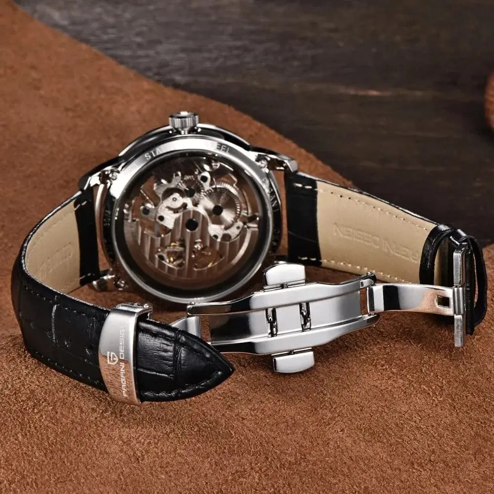 PAGANI DESIGN Automatic Men's Watch Skeleton Mechanical Wrist Watch 43mm (Full Black 1638) - view 6