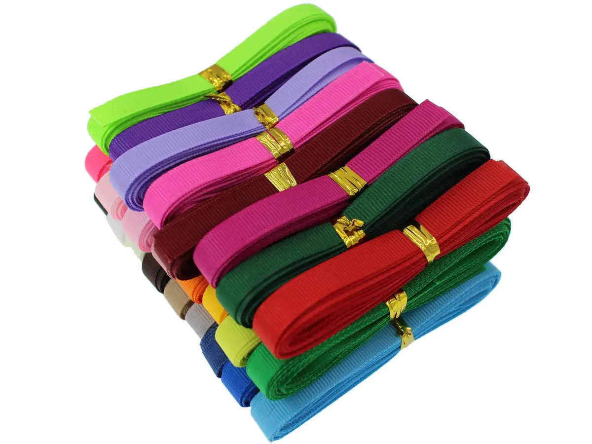 JESEP Assorted Satin Grosgrain Ribbon 1/4" (6mm) Bulk 100yds for Bows & Crafts - main product image