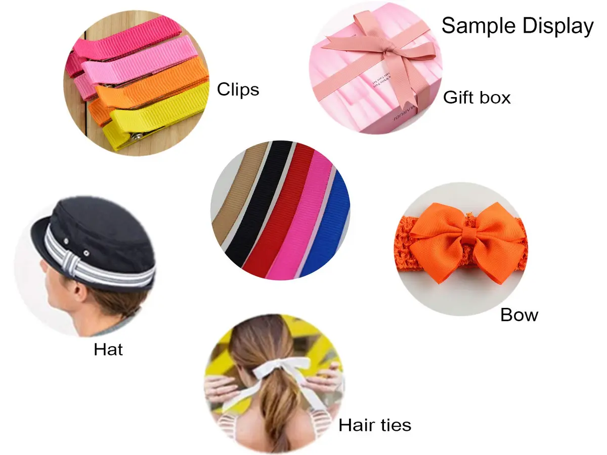 JESEP Assorted Satin Grosgrain Ribbon 1/4" (6mm) Bulk 100yds for Bows & Crafts - view 5
