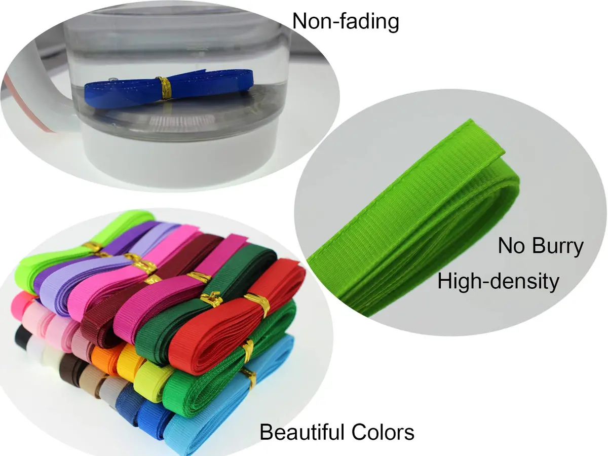 JESEP Assorted Satin Grosgrain Ribbon 1/4" (6mm) Bulk 100yds for Bows & Crafts - view 6