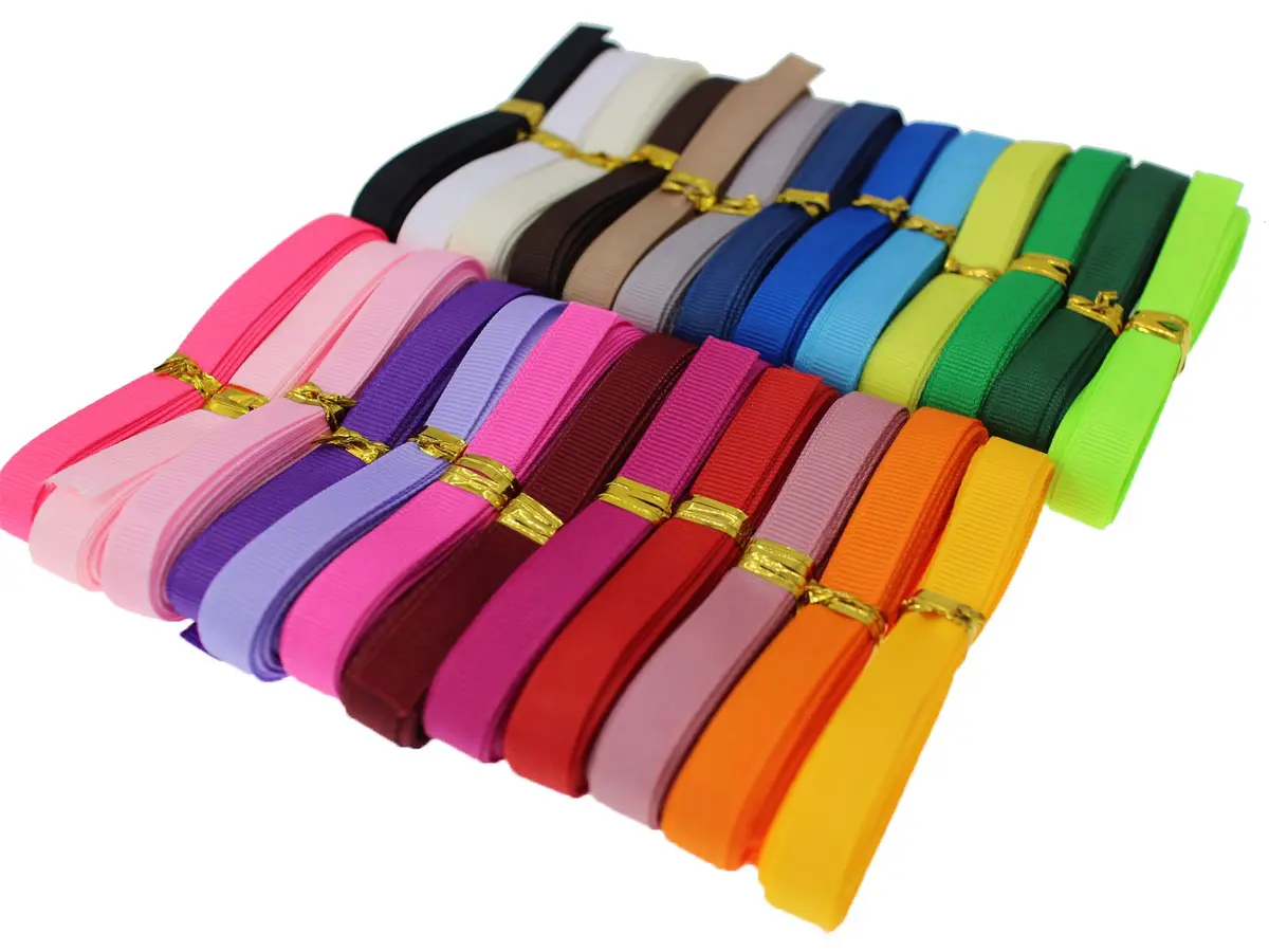 JESEP Assorted Satin Grosgrain Ribbon 1/4" (6mm) Bulk 100yds for Bows & Crafts - view 2