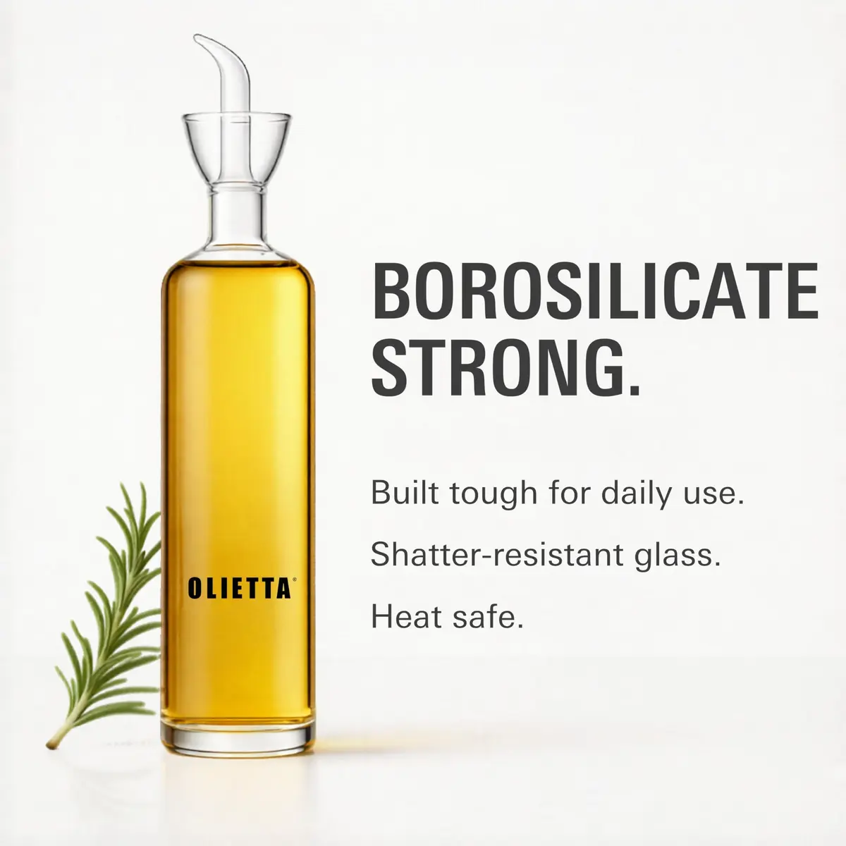 Olietta 17 fl oz Borosilicate Glass Oil Dispenser | Drip-Proof, Heat-Resistant Kitchen Bottle - view 3