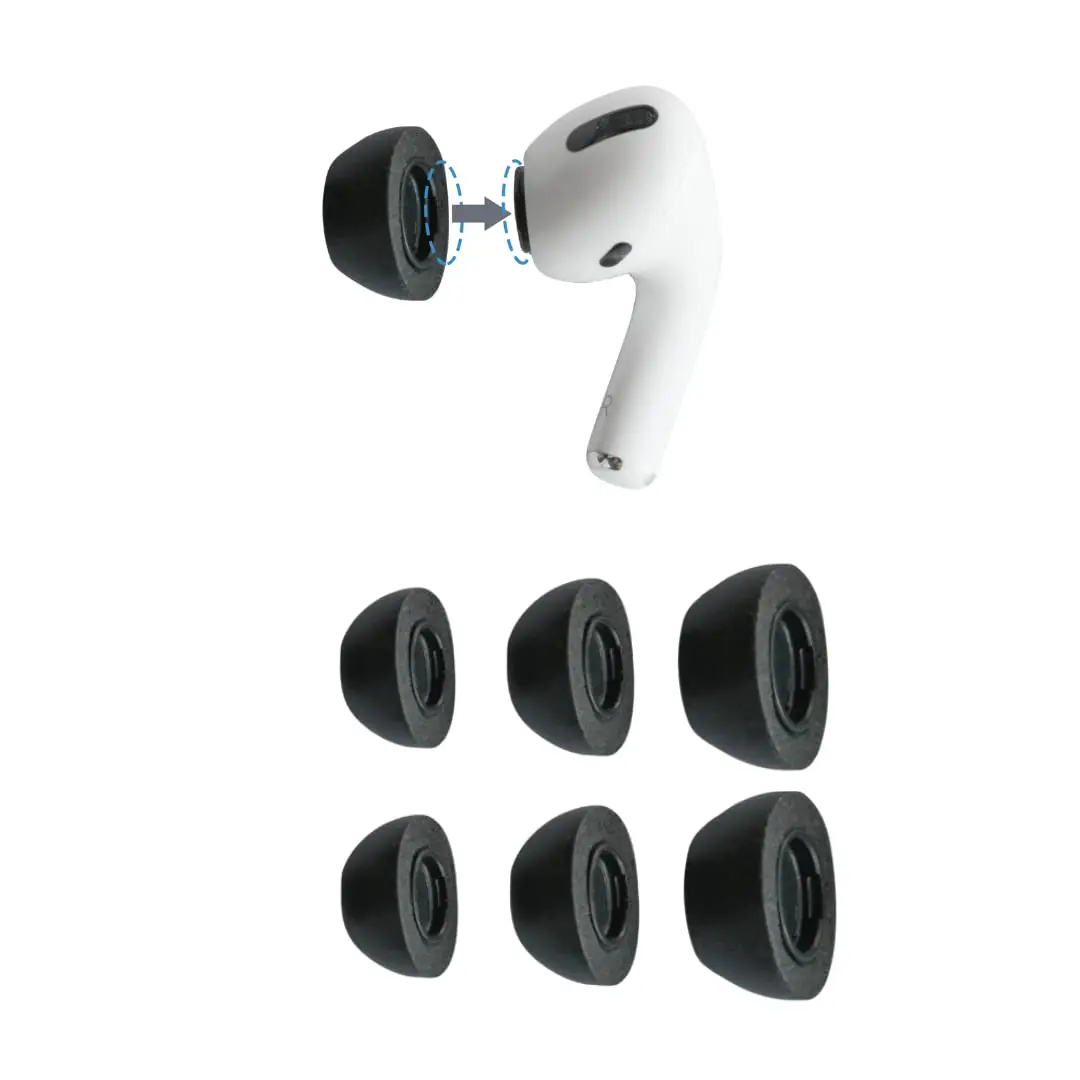 Comply Memory Foam Replacement Ear Tips for Apple AirPods Pro 1 & 2, Black (3 Pairs, Assorted S/M/L) - main product image