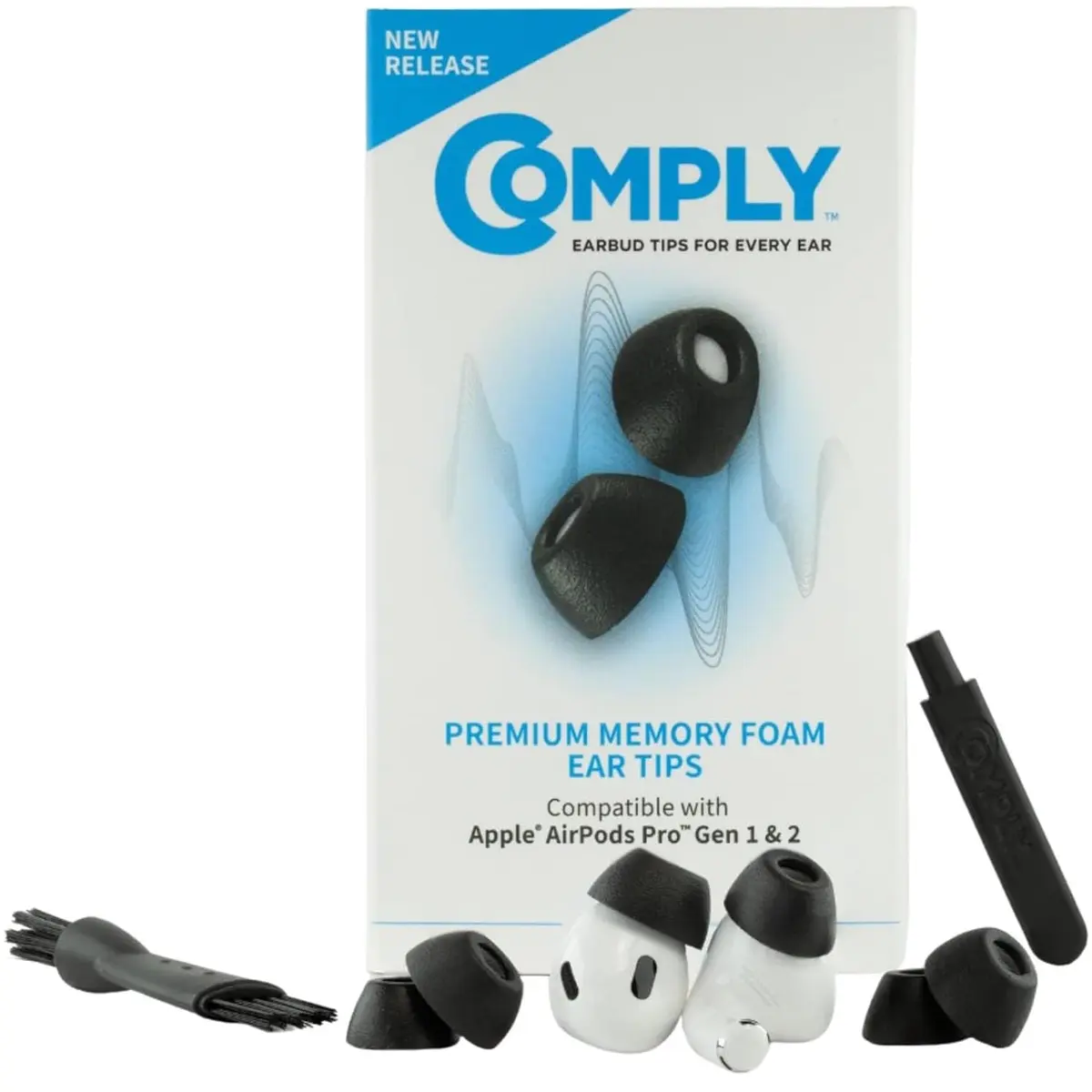 Comply Memory Foam Replacement Ear Tips for Apple AirPods Pro 1 & 2, Small, Black | Ultimate Comfort & Secure Fit - main product image