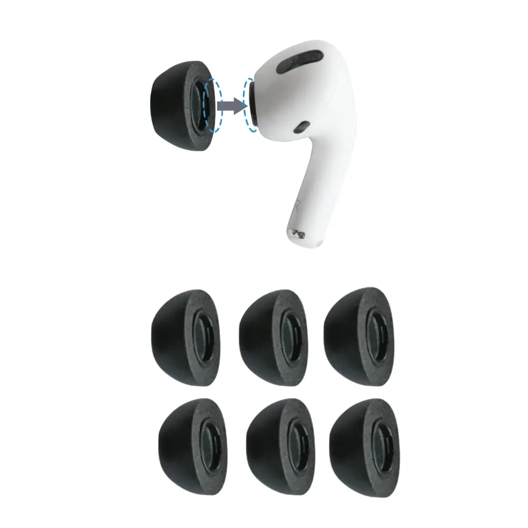 Comply Memory Foam Replacement Ear Tips for Apple AirPods Pro 1 & 2, Black, Large (3 Pairs) | Ultimate Comfort & Secure Fit - main product image