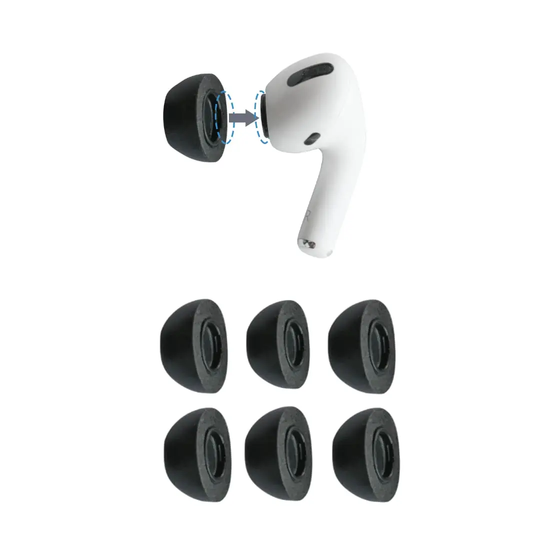 Comply Memory Foam Replacement Ear Tips for Apple AirPods Pro 1 & 2, Black, Medium (3 Pairs) | Ultimate Comfort & Secure Fit - main product image