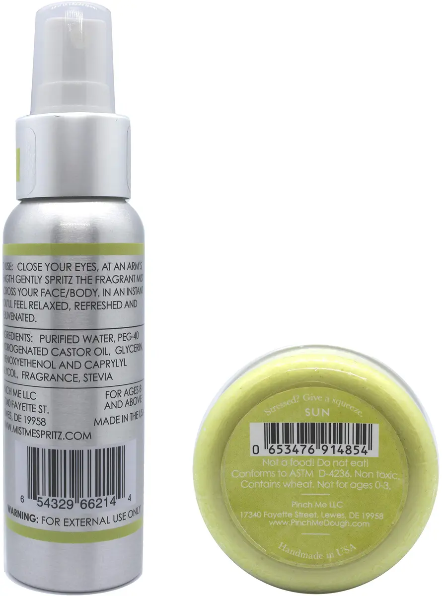 Pinch Me Stress Relief Combo Pack Mist Me Spray and Pinch Me Dough - 3 oz (Sun) | Relaxing sensory set for adults - main product image