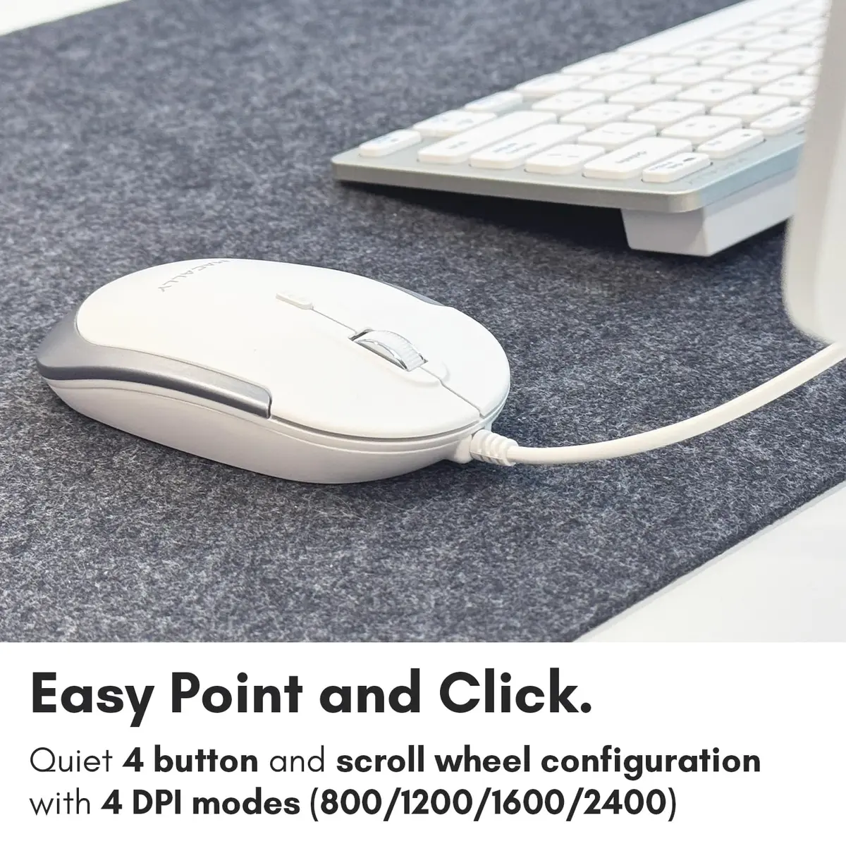 Macally SLIMKEYCACOMBO USB Wired Keyboard and Mouse Combo for Mac and PC - 78-Key Compact Keyboard & 2400 DPI Mouse | Silver - view 6