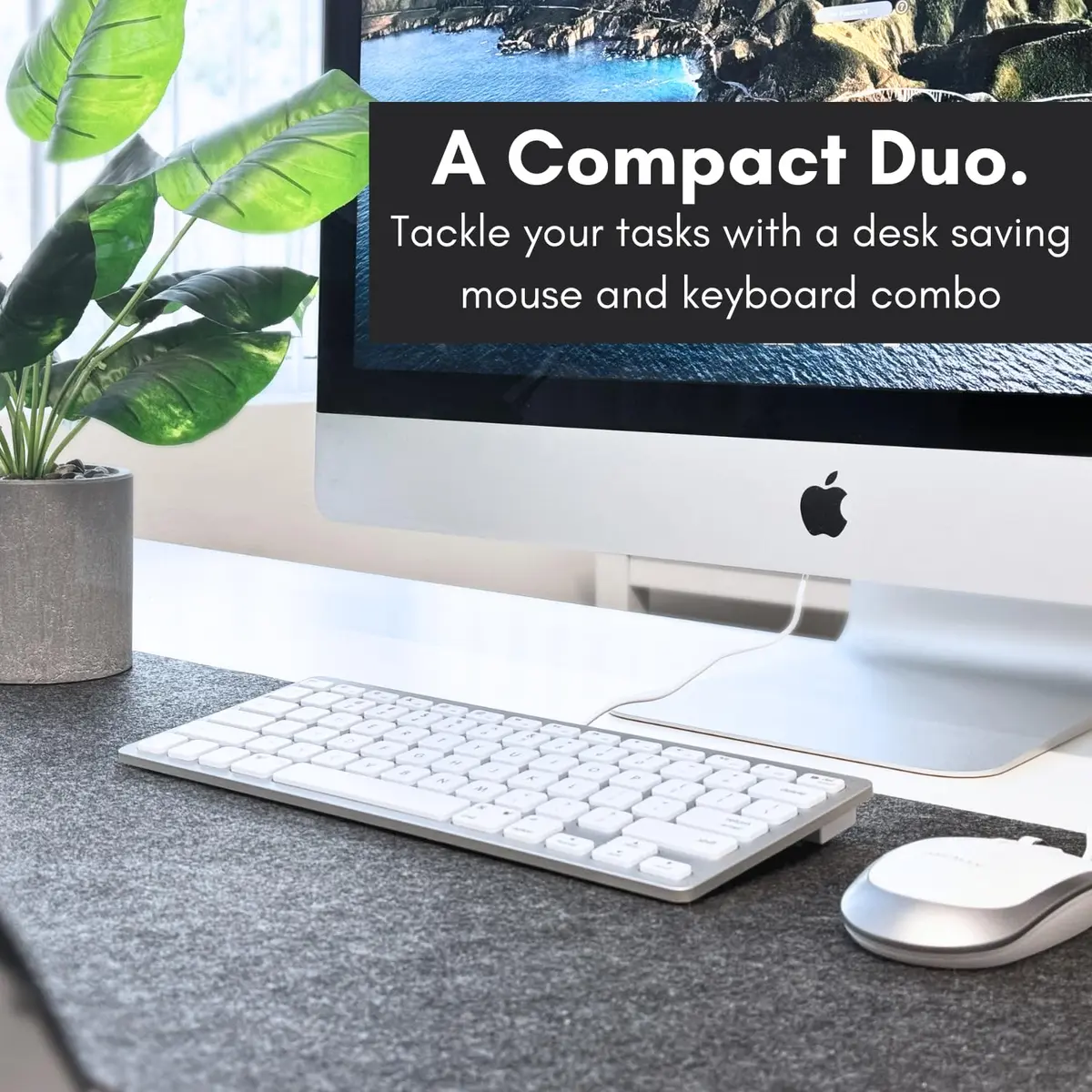Macally SLIMKEYCACOMBO USB Wired Keyboard and Mouse Combo for Mac and PC - 78-Key Compact Keyboard & 2400 DPI Mouse | Silver - view 2