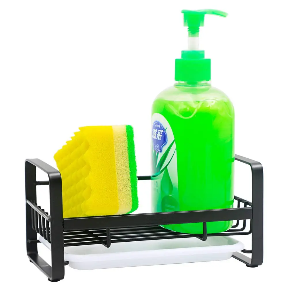 kaileyouxiangongsi Stainless Steel Sponge Holder with Drain Pan | Kitchen Sink Organizer (7.2 in x 4 in x 3.5 in) - main product image