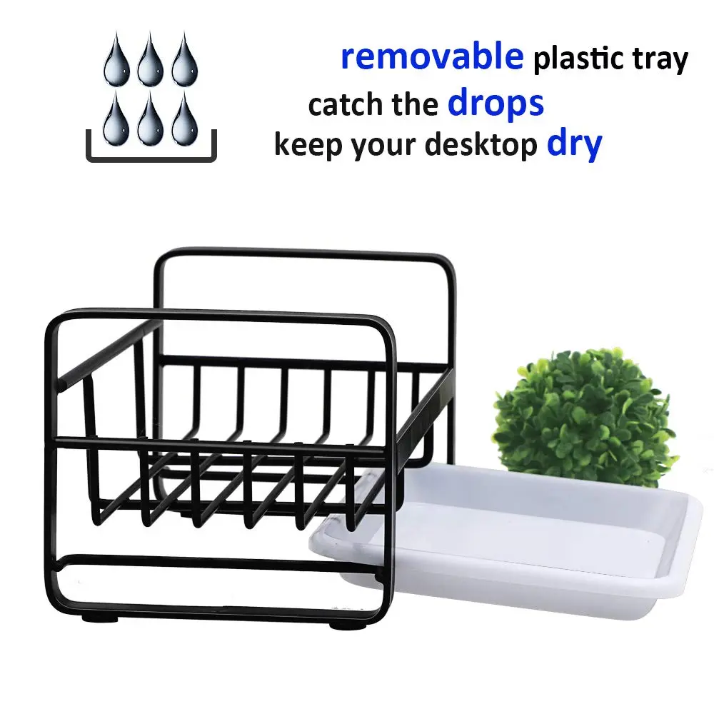 kaileyouxiangongsi Stainless Steel Sponge Holder with Drain Pan | Kitchen Sink Organizer (7.2 in x 4 in x 3.5 in) - view 3