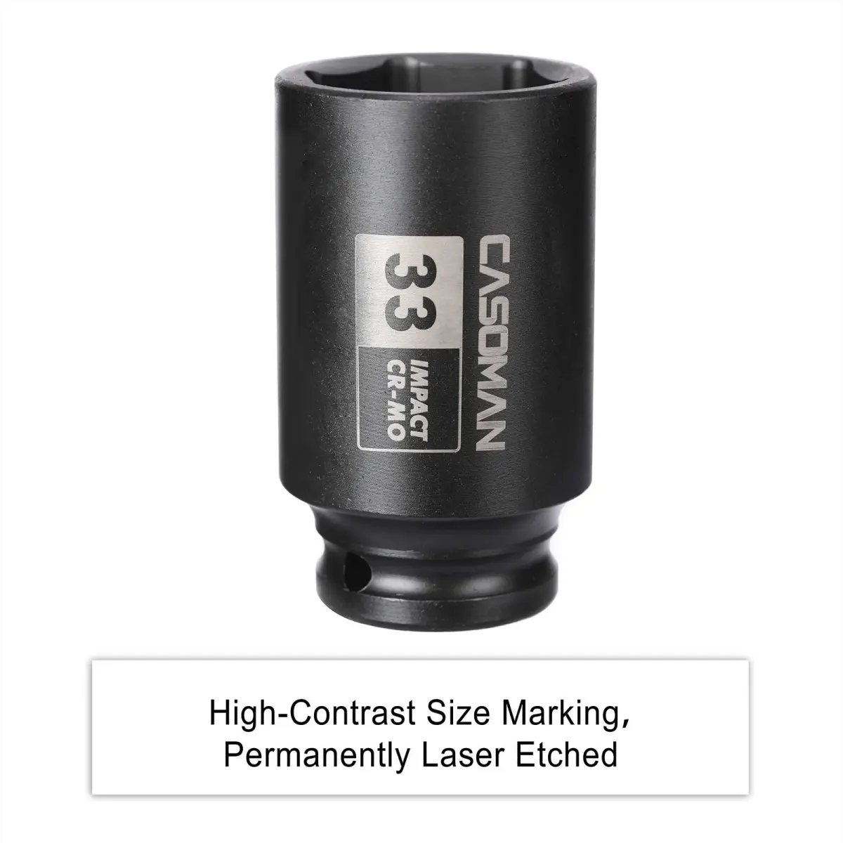 CASOMAN 1/2" Drive x 33 mm Deep 6 PT Impact Socket | CR-MO, 1/2-inch Drive 6 Point Axle Nut Socket for Easy Removal of Axle Shaft Nuts (33MM) - view 6