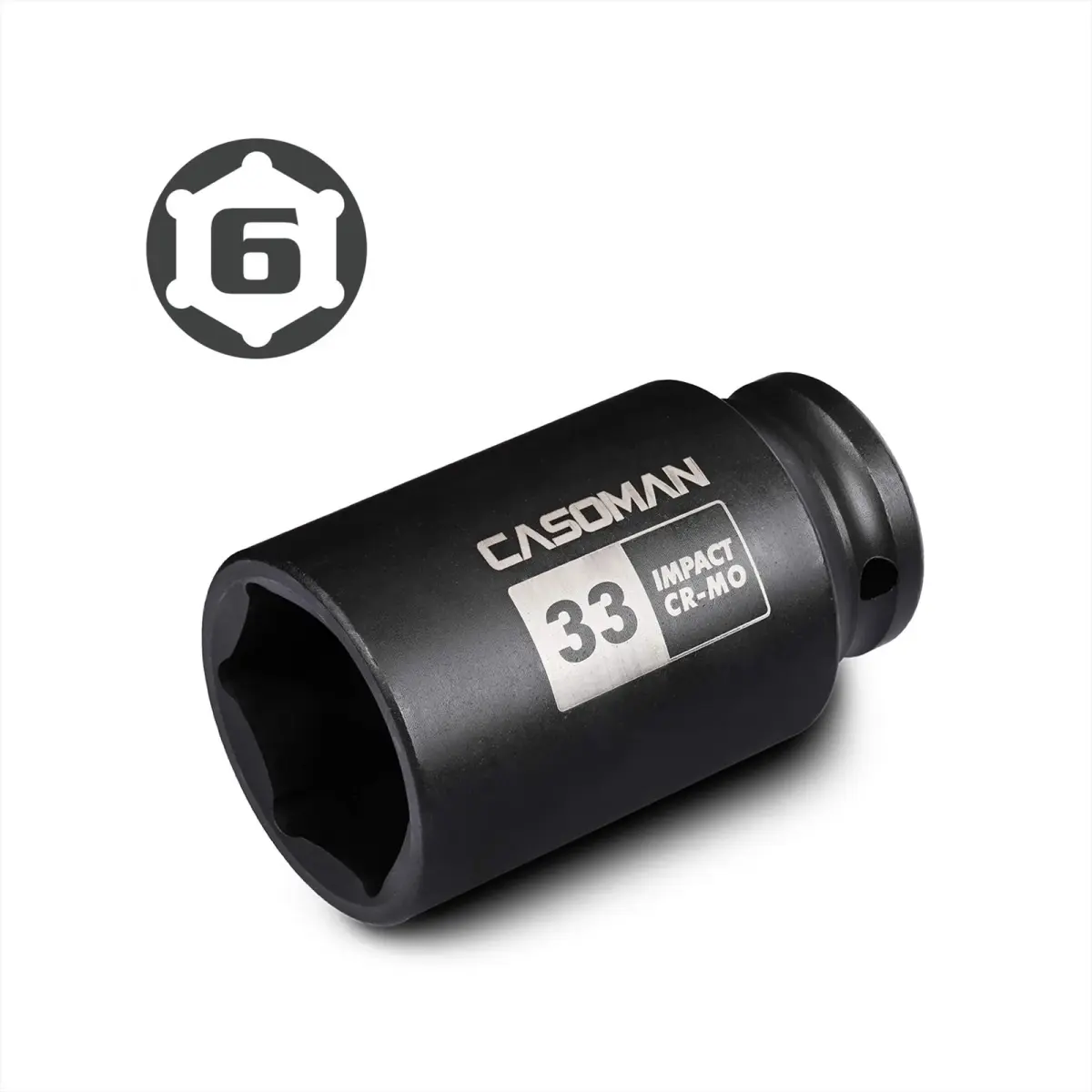 CASOMAN 1/2" Drive x 33 mm Deep 6 PT Impact Socket | CR-MO, 1/2-inch Drive 6 Point Axle Nut Socket for Easy Removal of Axle Shaft Nuts (33MM) - view 3