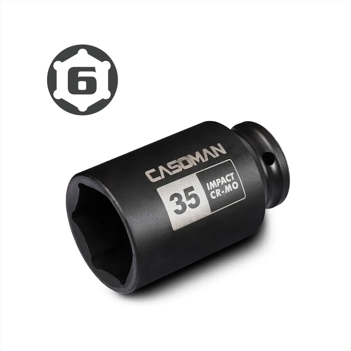 CASOMAN 1/2" Drive x 35 mm Deep 6 PT Impact Socket | CR-MO, 1/2-inch Drive 6 Point Axle Nut Socket for Easy Removal of Axle Shaft Nuts (35MM) - view 3