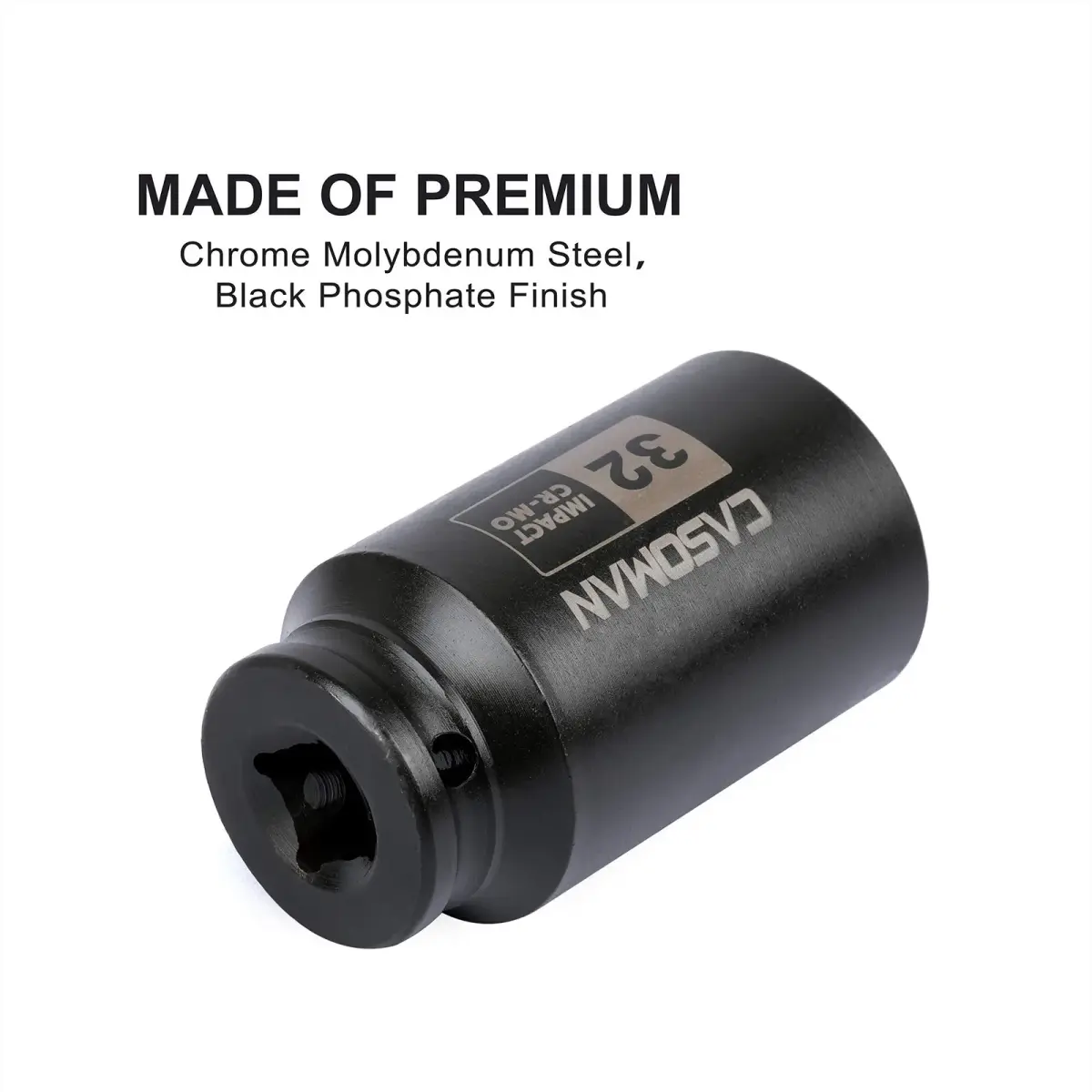 CASOMAN 1/2" Drive x 32 mm Deep 6 PT Impact Socket | CR-MO, 1/2-inch Drive 6 Point Axle Nut Socket for Easy Removal of Axle Shaft Nuts (32MM) - view 5