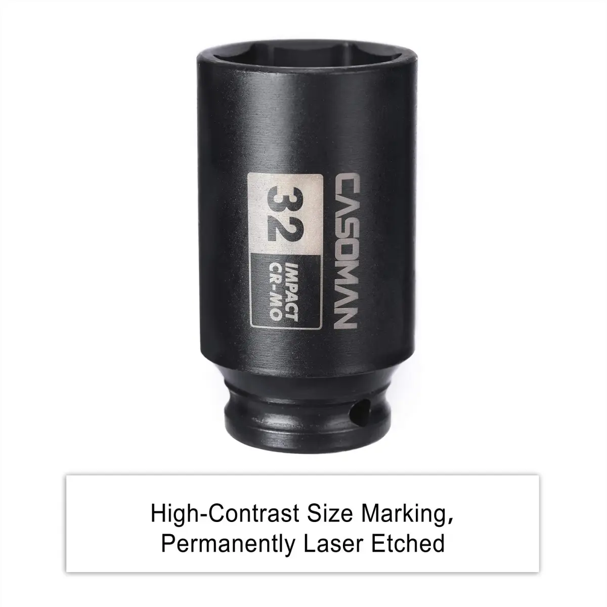 CASOMAN 1/2" Drive x 32 mm Deep 6 PT Impact Socket | CR-MO, 1/2-inch Drive 6 Point Axle Nut Socket for Easy Removal of Axle Shaft Nuts (32MM) - view 6