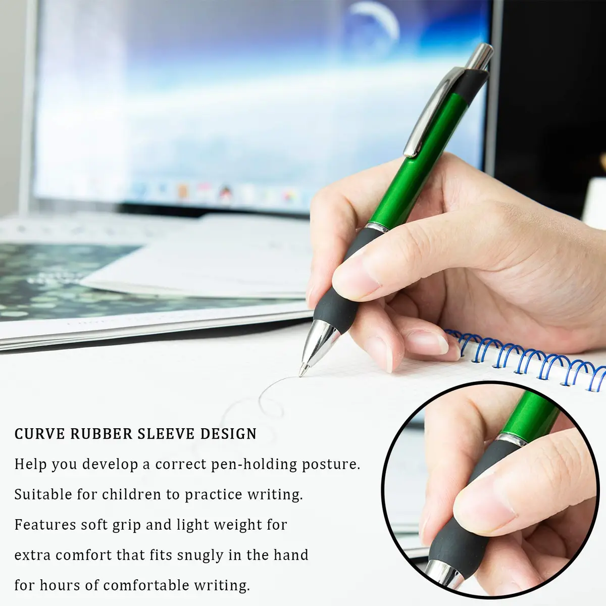 MiSiBao Retractable Ballpoint Pens Black Ink 1mm Medium Point | Smooth, Refillable, for Office & School (140mm) - view 3