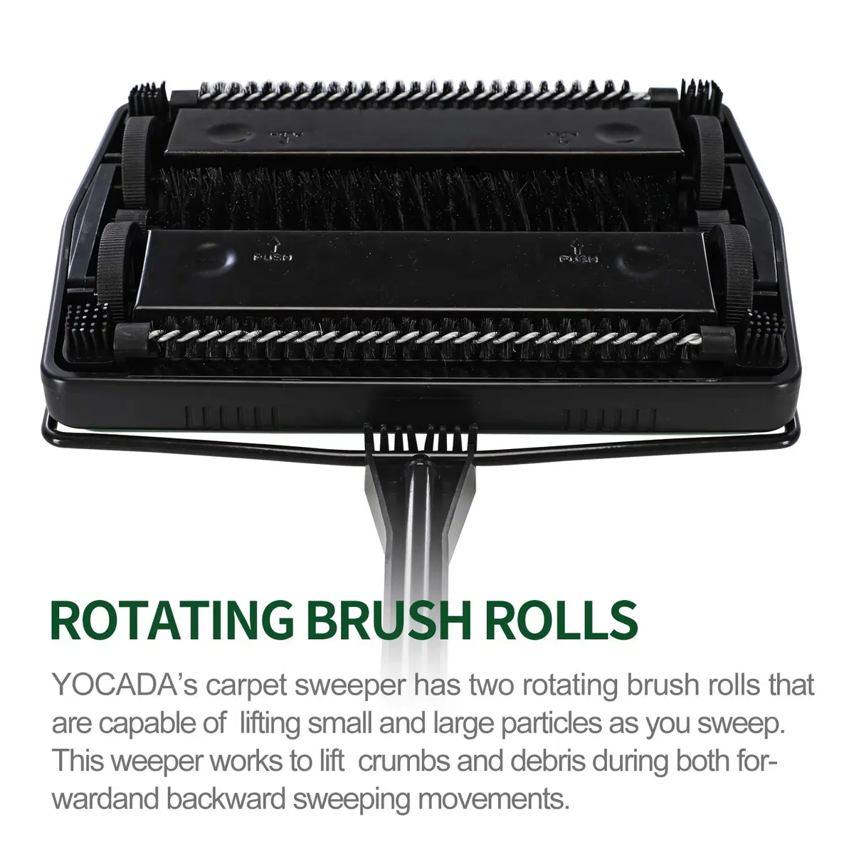Yocada Manual Carpet Sweeper Green | Easy Use for Low Carpets, Rugs & Pet Hair - view 5
