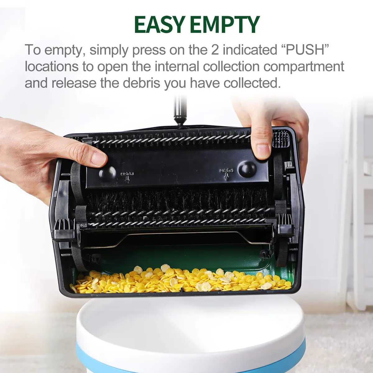 Yocada Manual Carpet Sweeper Green | Easy Use for Low Carpets, Rugs & Pet Hair - view 6
